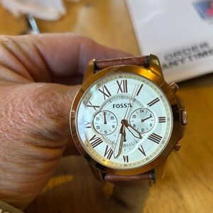 Fossil Gold and Tan Chronograph Watch